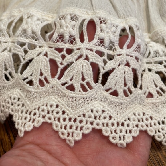 White Sun & Shadow Peasant Crochet Style Spaghetti Strap Top - Picture 3 of 5